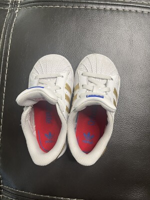 Adidas Superstar Baby Gold And White Shell Toe Shoes Size 4 | eBay