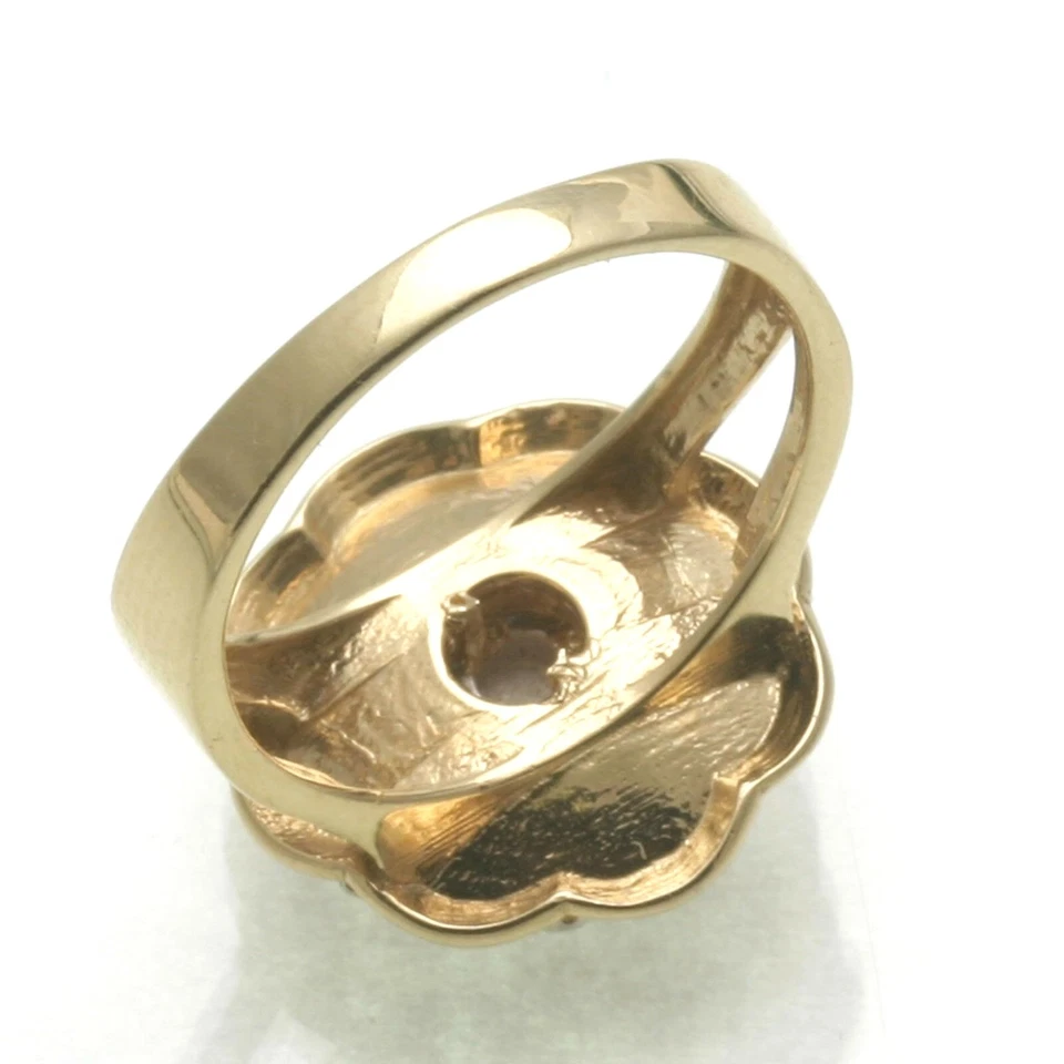 Vintage 14k Flower Ring yellow white gold two tone sparkly Estate RHR - Image 3 of 4