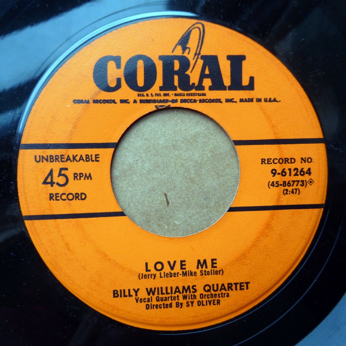 BILLY WILLIAMS QUARTET doo wop 45 HONEYDRIPPER~LOVE ME on Coral