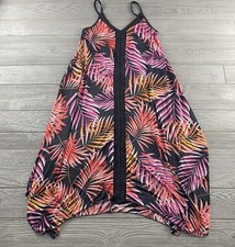 India Boutique One Size Pink/Black Tropical Leaf Print Spaghetti Strap Dress NEW