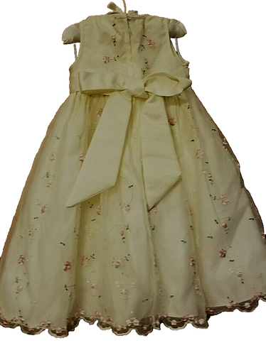 Cinderella Girls Toddler Dress Cream Floral Size 2 2T Roses Bow Embroidery Mint - Picture 2 of 6