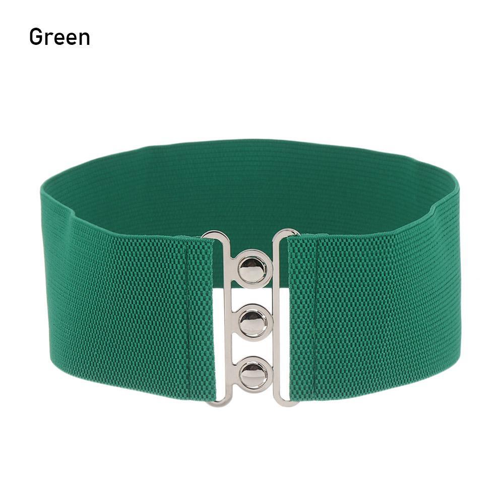 Women's Belt Waistband Stretch Elastic Wide Waist Ladies Dress Metal