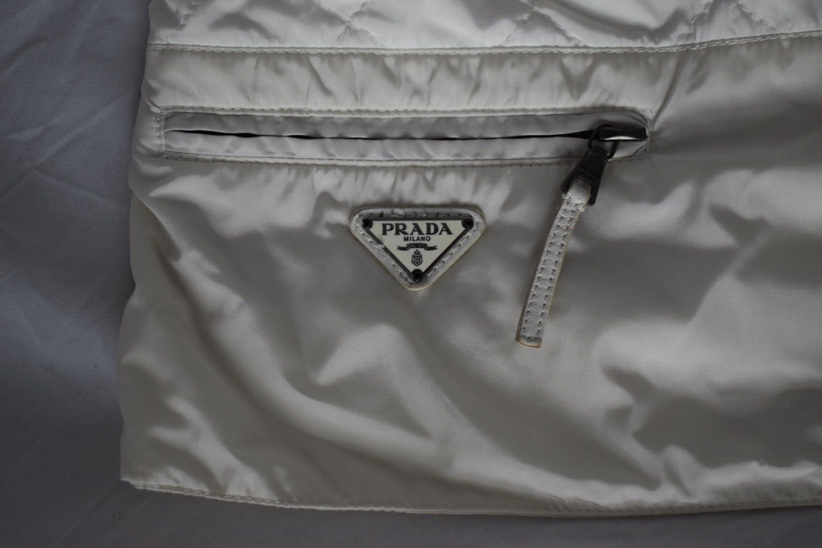 Prada White Lightweight Polyester Zip Quilted Gil… - image 5