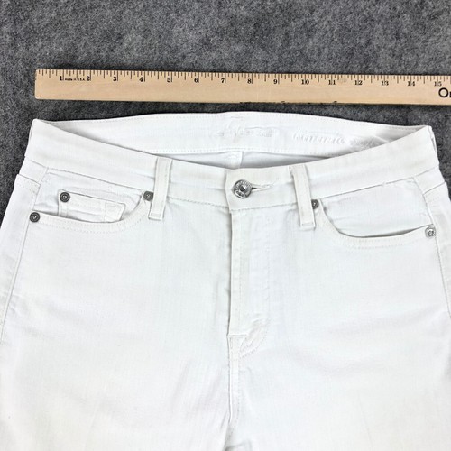 7 For All Mankind Jeans Womens 28 White Straight Cropped Kimmie Mid Rise Stretch - Picture 9 of 13