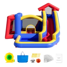 Inflatable Bounce House Bouncy Jumping Castle with Blower Slide for Kids