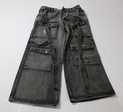 NEVStudio Women's Washed Look Multi Pocket Cargo Jeans NC3 Black Medium NWT