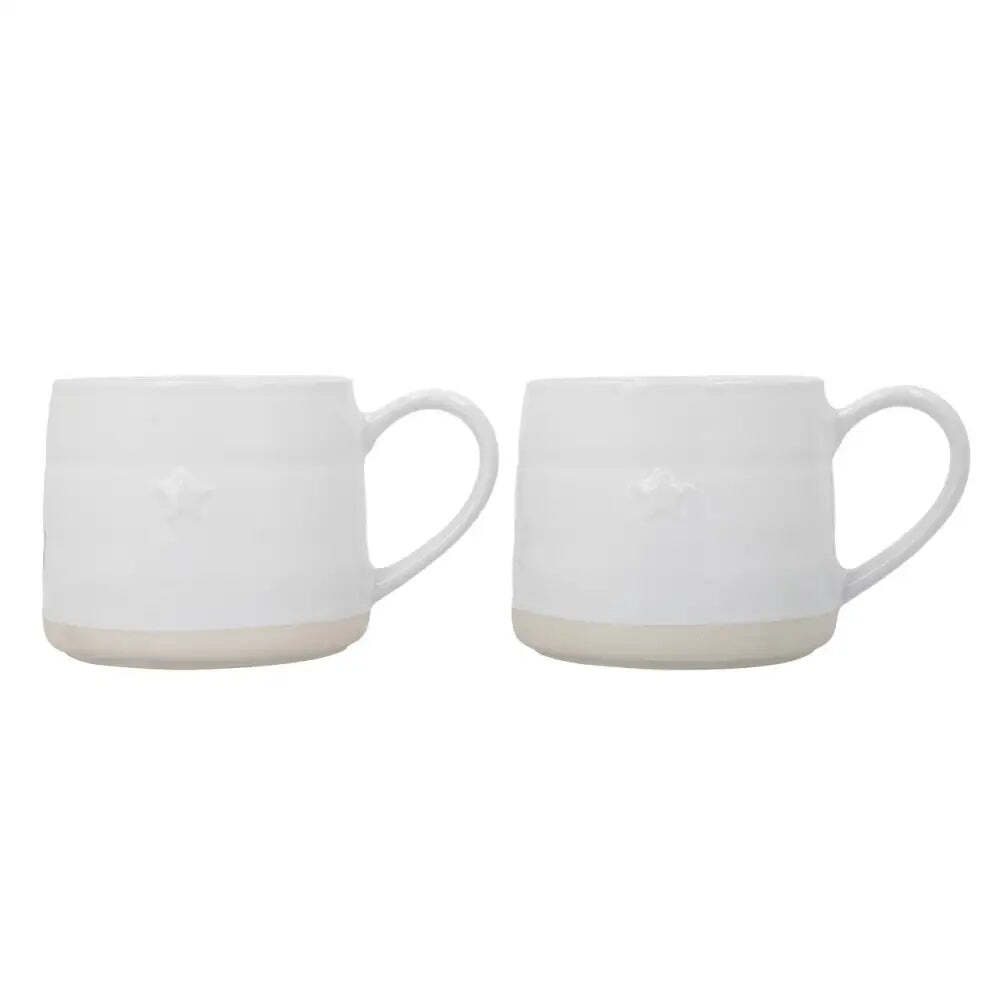 Mikasa Unisex White Farmhouse Star Stoneware Mugs, Set Of 2, 380Ml, - Image 2