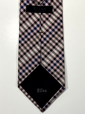 ALTEA MILANO BLUSH/BLUE 100% SILK MADE IN ITALY ALTERNATING SQUARE STRIPE TIE