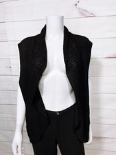 Chico's Womens Open Front Cardigan Vest Size 3 Black Stretch Sleeveless