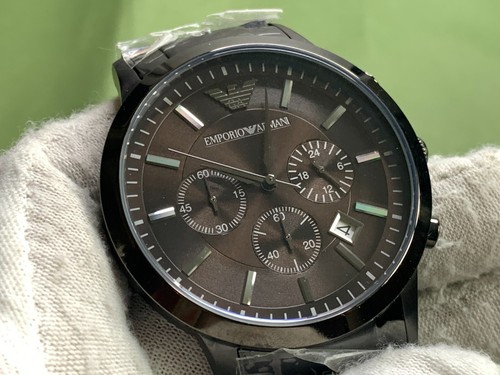 EMPORIO ARMANI AR2454 RENATO S/S Black Dial CHRONOGRAPH DATE Quartz Men's Watch - Picture 8 of 16