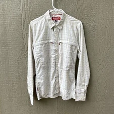 SIMMS Men's Small Button Up Long Sleeve Shirt Fishing Pockets Plaid Outdoors