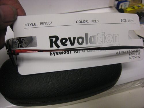 NEW Revolution Eyeglass Frame W/ Magnet sun shade REV551 RDLS 50-19-132 w/case - Picture 4 of 5