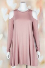NWT Boho *FOREVER 21* Open Cold Shoulder MAUVE Dusty Rose A-Line Skater DRESS M