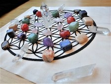 Image of Crystal Grid Kit Set Velvet Cloth Love Protection Healing Reiki Sacred Geometry