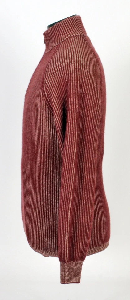 Brunello Cucinelli Cashmere 1/2 Zip Sweater - L - Burgundy - New - $4400 Retail - Image 4 of 4