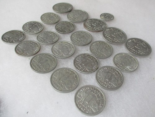 21 Vintage VICHY FRANCE CO1NS 1 & 2 FRENCH FRANCS 1942 1943 WW2 GI War Souvenirs - Picture 3 of 3