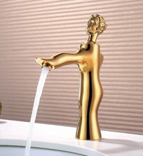 Single Hole Gold Finish Bathroom Sink Beauty Faucet Mixer Tap deck mounted