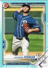 JACKSON KOWAR 2021 BOWMAN SKY BLUE BORDER /499 ROOKIE PROSPECT CARD # BP-43