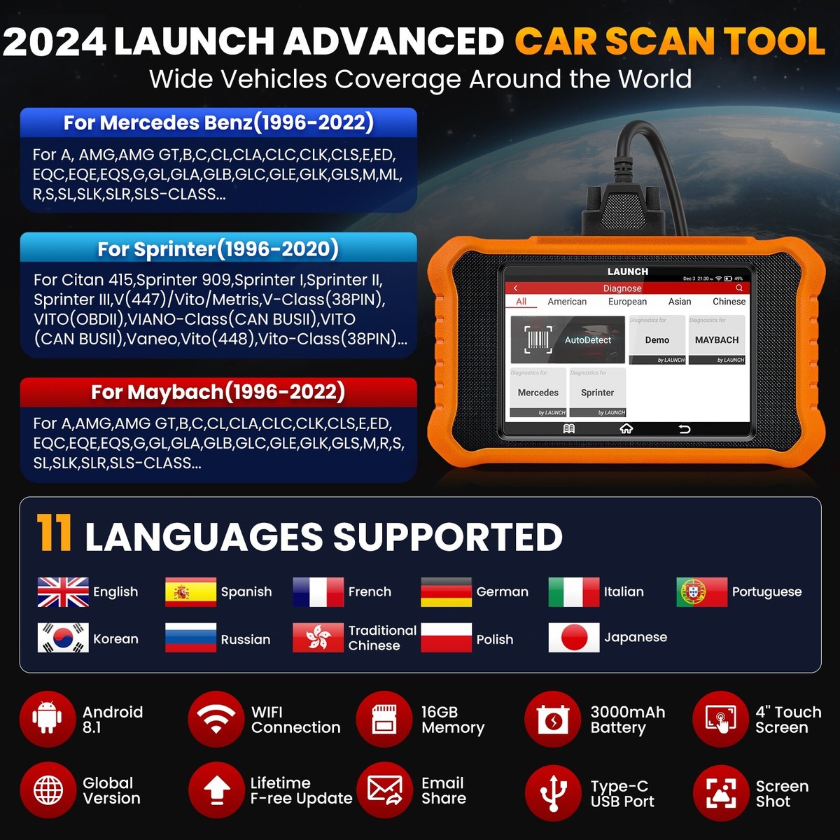 2026 X431 Elite Scanner for Mercedes-Benz Car Diagnostic Tool Key