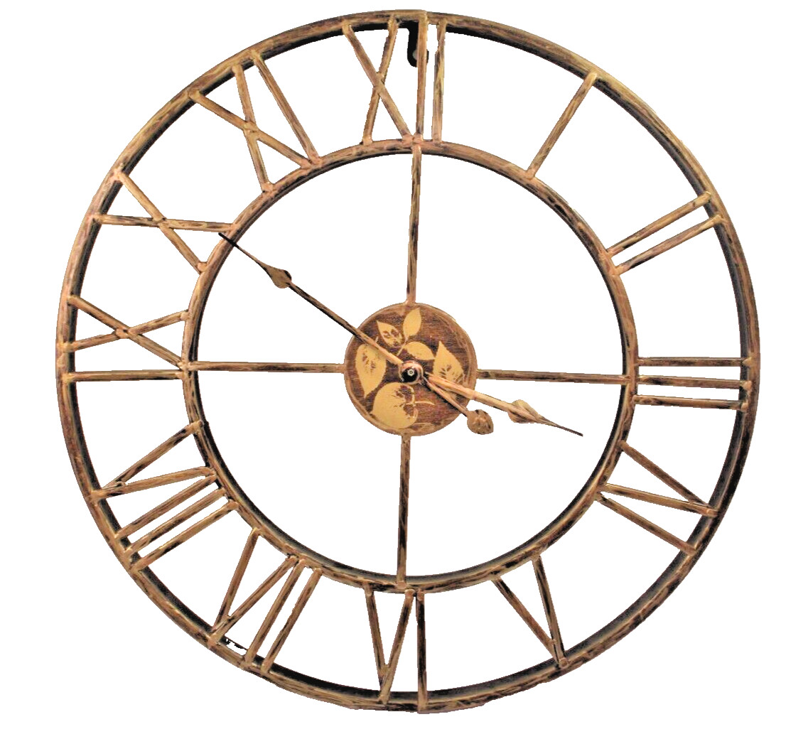Beautiful Handmade Wrought Iron Wall Clock Roman Numeral Markers 19.5" Diameter