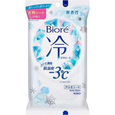 KAO Biore Cool Sheet Body Wipes 20 große Blätter Deodorant