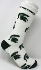 Michigan State Spartans NCAA FBF Helmet A/O Logos All Over Crew Socks - Large