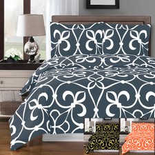 3PC Vibrant Victoria 300 Thread Count Combed Cotton Duvet Cover Set Combed