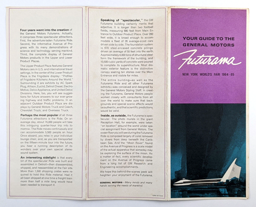 Futurama Brochure General Motors New York Worlds Fair 1964 - Picture 3 of 4