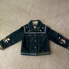 GAP XS GIRLS DECORATED JEAN JACKET, 4, DOGS, BONES, 2 POCKETS, DARLING