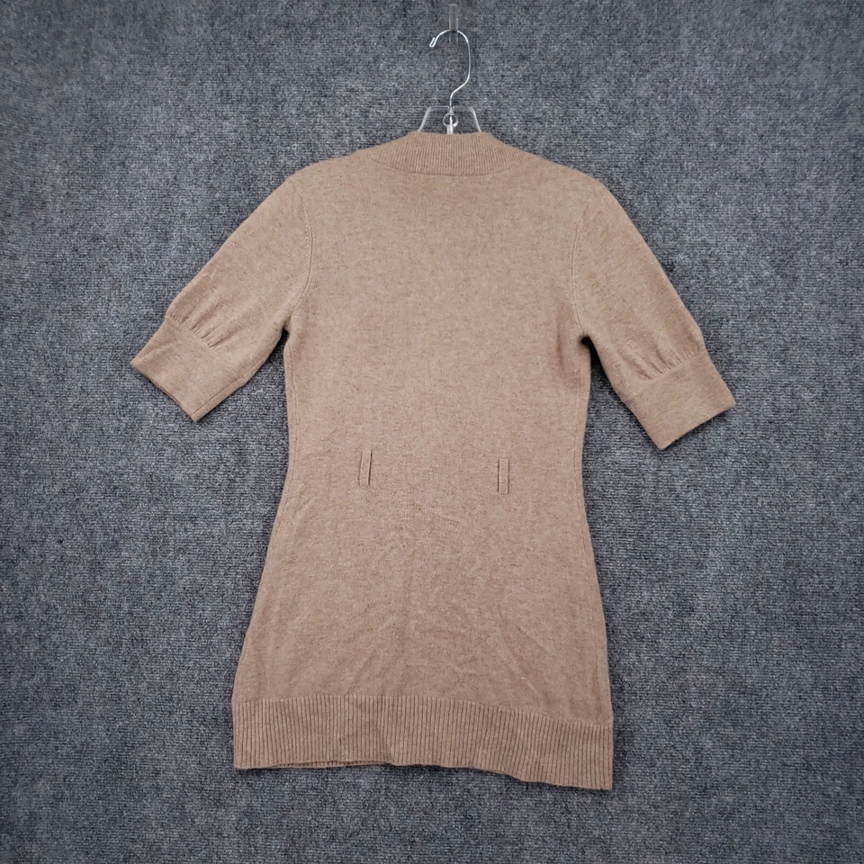Cárdigan Beth Bowley para mujer P Petite marrón túnica de cachemir manga corta suéter Foto 2 de 4