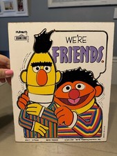VINTAGE 1976 Playskool Bert and Ernie Wooden Puzzle We're Friends Sesame Street