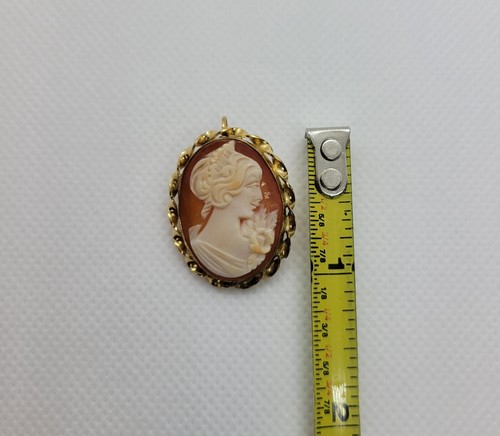 Vintage Cameo Pendant Pin Clip Screw On Earrings Set Signed Bal Ron Gold Filled - Picture 9 of 10