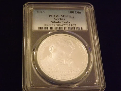2023   100 Din    Serbia Nikola Testa        NGC MS 70