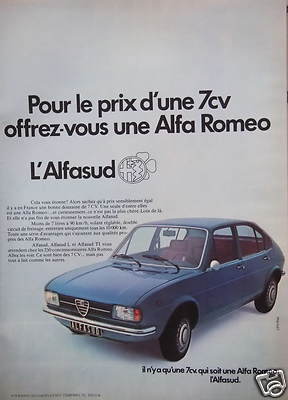WERBUNG ALFASUD ES GIBT NUR EINEN 7 PS, DER EIN ALFA ROMEO ist 
