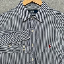 Polo Ralph Lauren Men XL Curham Classic Fit Navy Blue White Striped Shirt Cotton