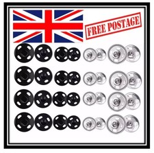 METAL SEW-ON SNAP FASTENERS POPPERS HUGE PRESS STUDS VARIOUS SIZES
