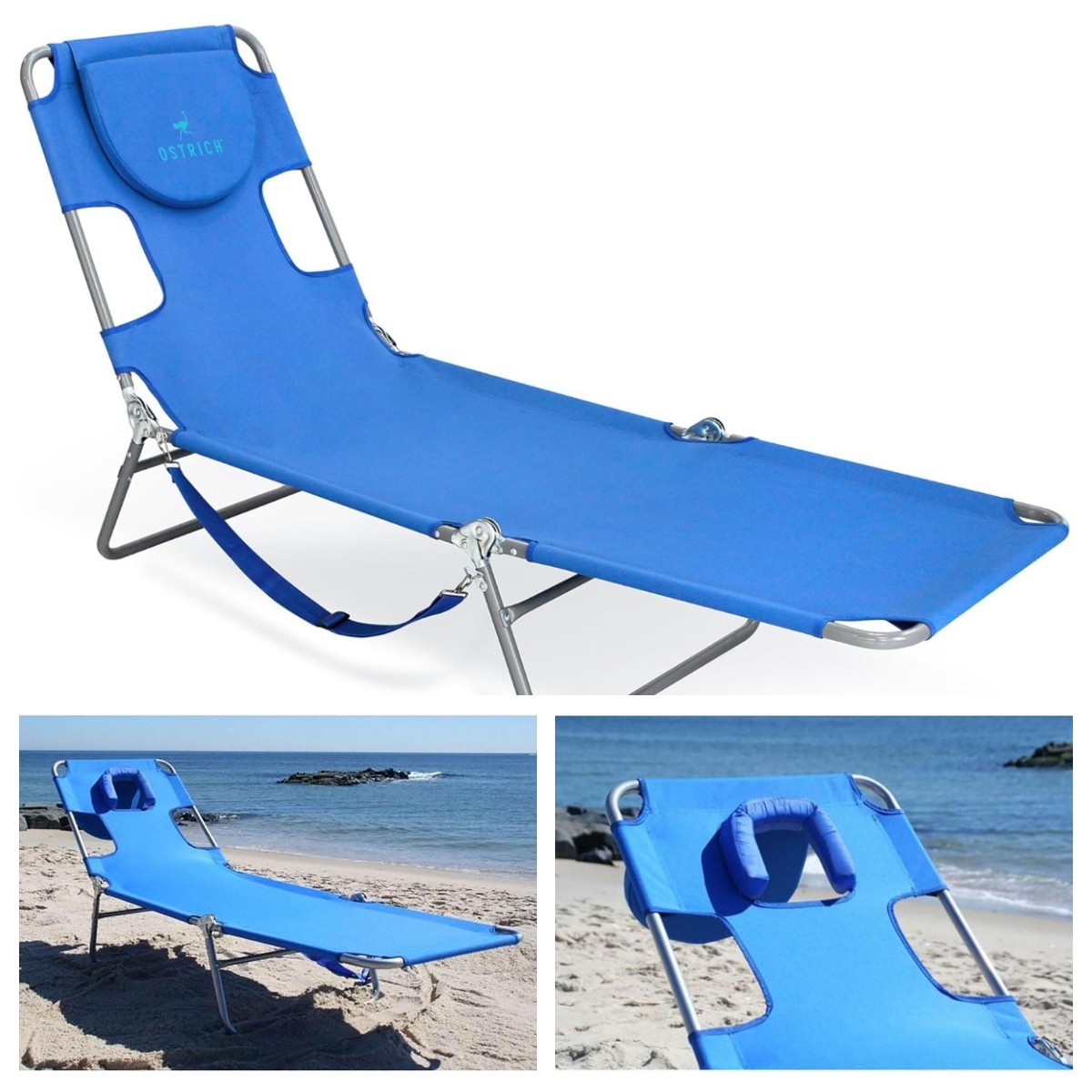 Portable Folding Reclining Backpack Recliner Blue