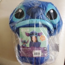 NWT Disney Stitch Hooded Blanket/Wrap, Plush Blue, Super Soft 30 X 50