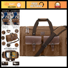 Waterproof Waxed Canvas Duffle Bag 50L - Men's Travel Duffel, Heavy-Duty Gear Ba