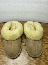 Clark  s Shearling Lamb Suede Leather Clog Moccasins Slippers Women  s 8 Brown Tan