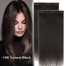 Clip Real REMY Human Hair Extensions Lace Weft Lace Remi Weft Thick 2PCS 6 Clips