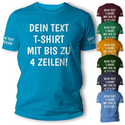 T-Shirt Wunschtext personalisiert Front Rücken Ärmel Druck Custom Shirt Geschenk