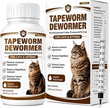 Cat Dewormer for Cats & Kittens, Broad Spectrum for Tapeworms, Roundworms & Hook