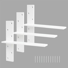 3 Pack 12" L x 2.5" W Heavy Duty Floating Shelf Brackets White 3/8" Thick