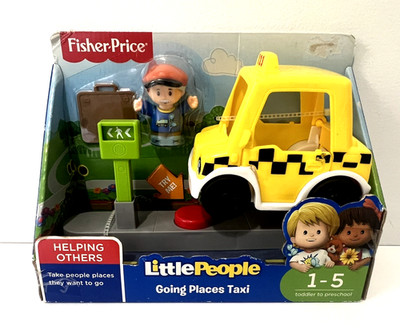 FISHER-PRICE LITTLE PEOPLE GOING PLACES TAXI CAB PLAY SET & DRIVER FIGURE RYAN!!