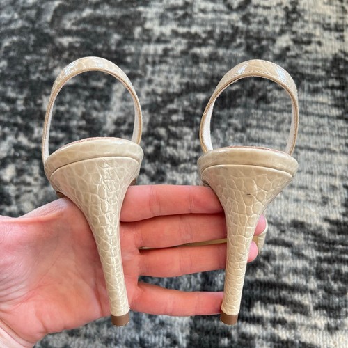 NWOB INEZ Diana Slingback Heels Cream Croco Leather Sz 8 Pointed Toe Comfortable - Photo 9 sur 14