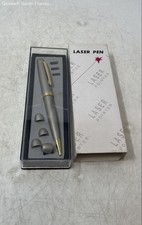 Executive Metallic Gray Gold Trim Laser Pointer Pen Box Presentation Untested