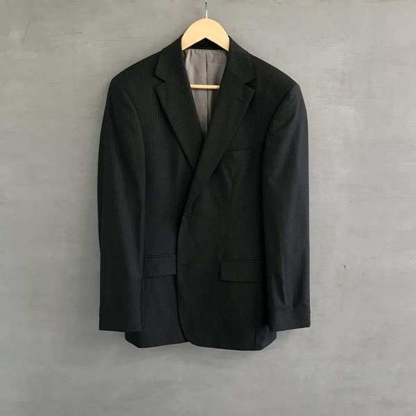 Men Hugo Boss Suit Black Wool 40 /L / 48