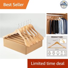 Extra Wide Suit Hangers 17.5in Wooden Heavy Duty 6-Pack Natural Color