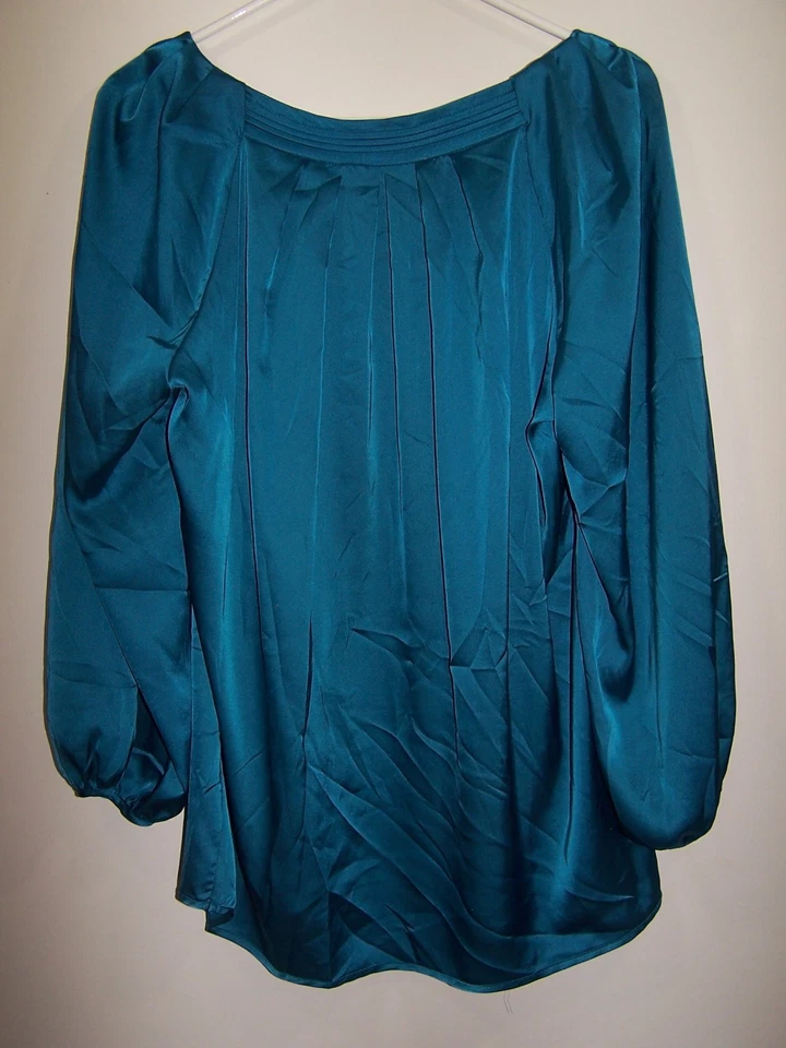 Blusa de satén Grace Elements verde azulado manga larga cuello en V nueva con etiquetas - talla XL Foto 2 de 2